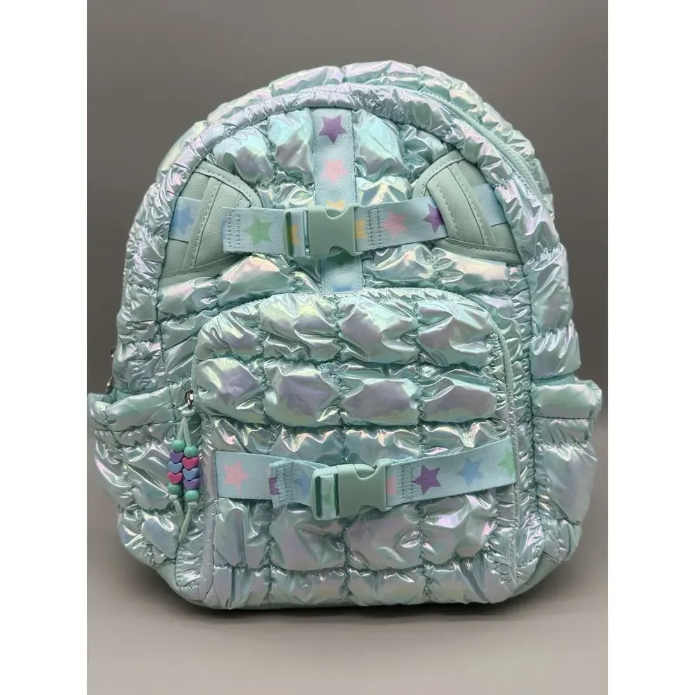 Miss Gwen OMG Iridescent Puffer Backpack Pastel Stars Girls Kids New